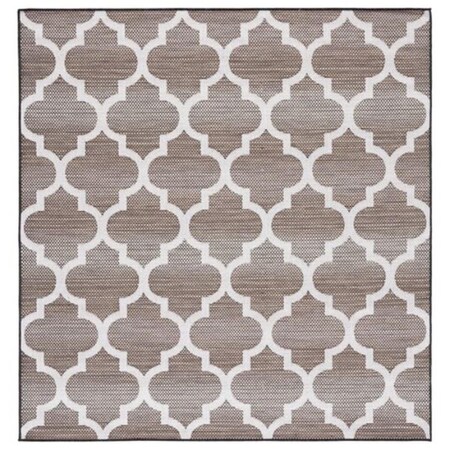 Safavieh 7 x 7 ft. Havana Outdoor Square Power Loomed Rug Light Brown & Ivory HAV329E-7SQ